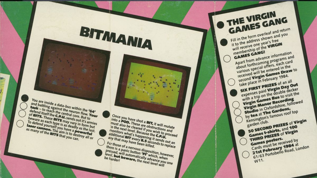 Inside Cover for Bitmania (Commodore 64)