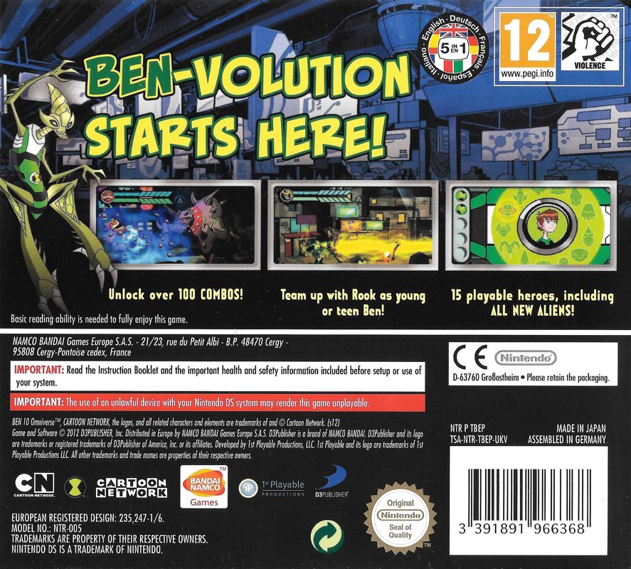 Back Cover for Ben 10: Omniverse (Nintendo DS)