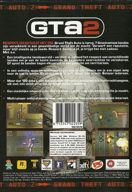 Back Cover for Grand Theft Auto 2 (Windows)