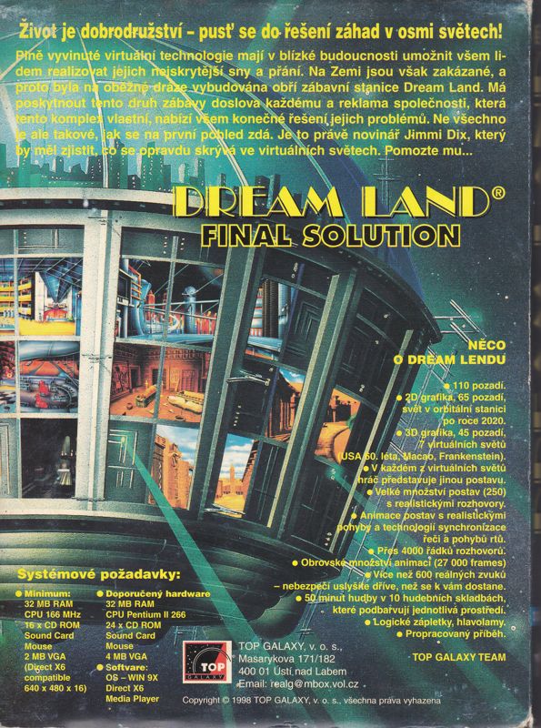Back Cover for DreamLand: Final Solution (Windows)