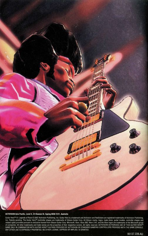 Manual for Guitar Hero III: Legends of Rock (Xbox 360): Back