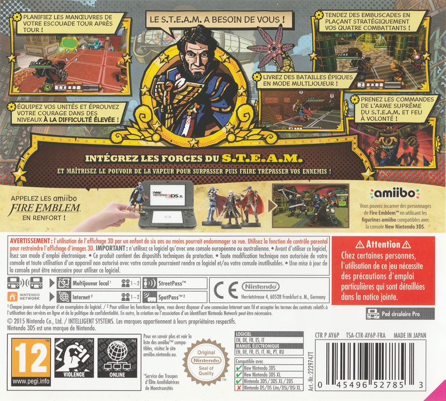 Back Cover for Code Name: S.T.E.A.M. (Nintendo 3DS)