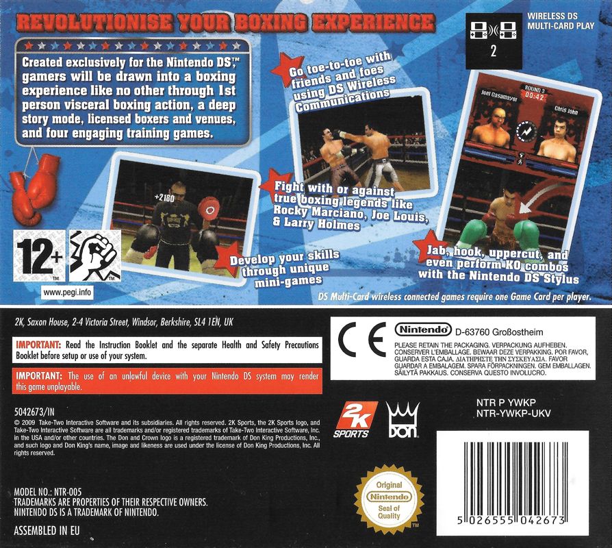 Back Cover for Don King Boxing (Nintendo DS)