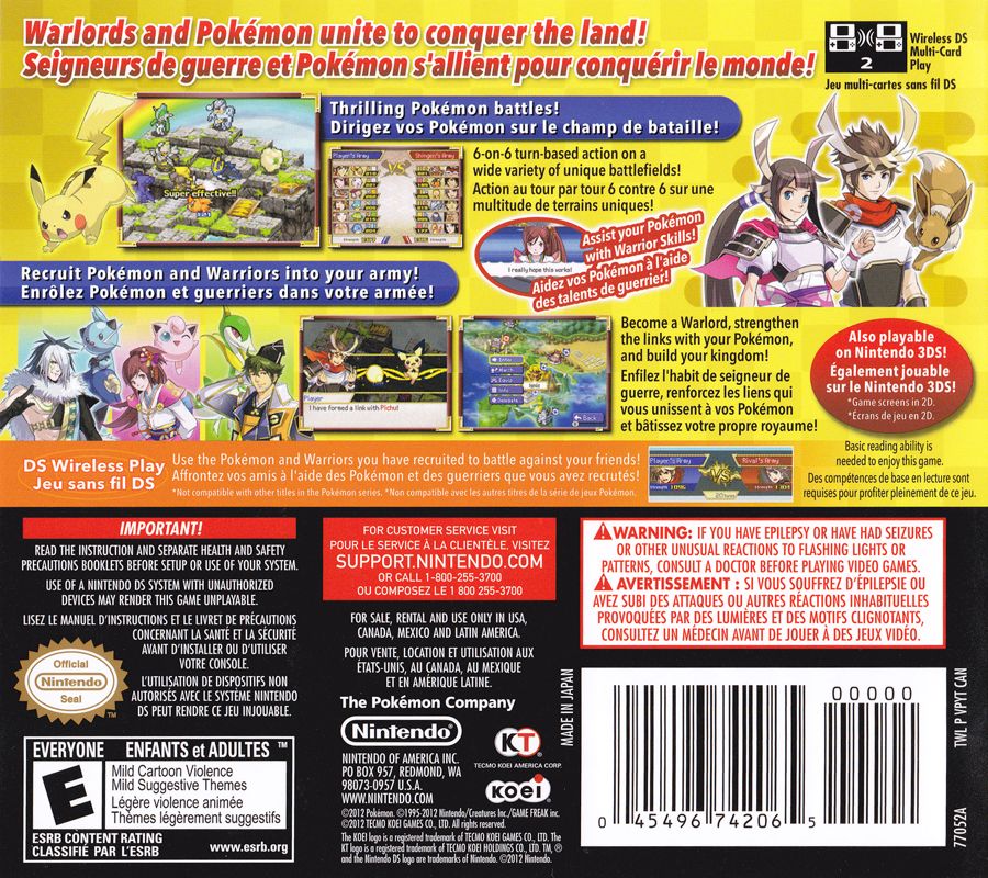 Back Cover for Pokémon Conquest (Nintendo DS)