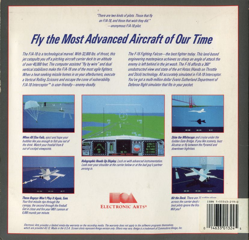 Back Cover for F/A-18 Interceptor (Amiga)