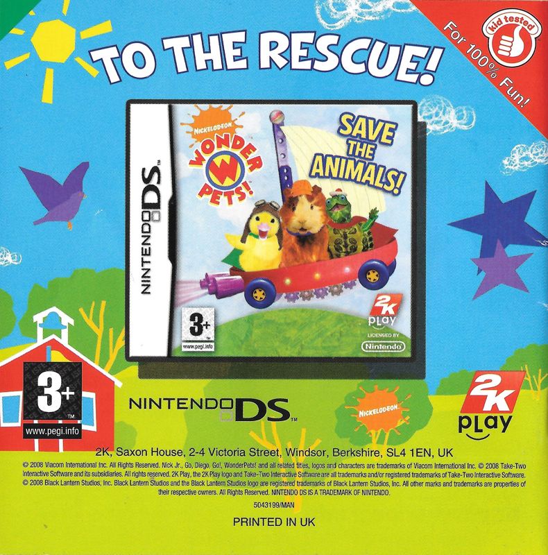 Manual for Go, Diego, Go! Great Dinosaur Rescue (Nintendo DS): Back