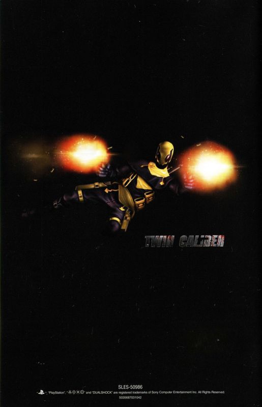 Manual for Twin Caliber (PlayStation 2): Back
