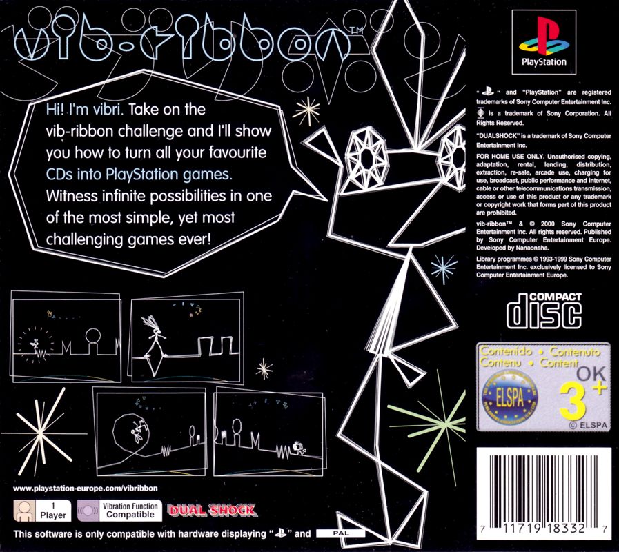 Back Cover for Vib-Ribbon (PlayStation)