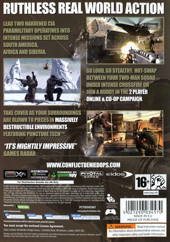 Back Cover for Conflict: Denied Ops (Windows) (Alternate release)