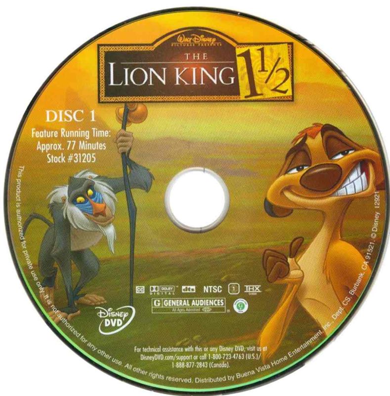 Media for The Lion King 1 1/2 (DVD Player): Disc 1/2