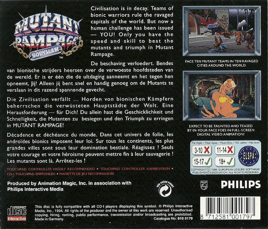 Back Cover for Mutant Rampage: Bodyslam (CD-i)