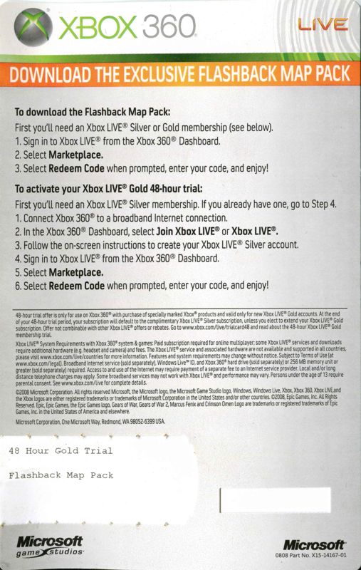 Extras for Gears of War 2 (Xbox 360): Map card - back