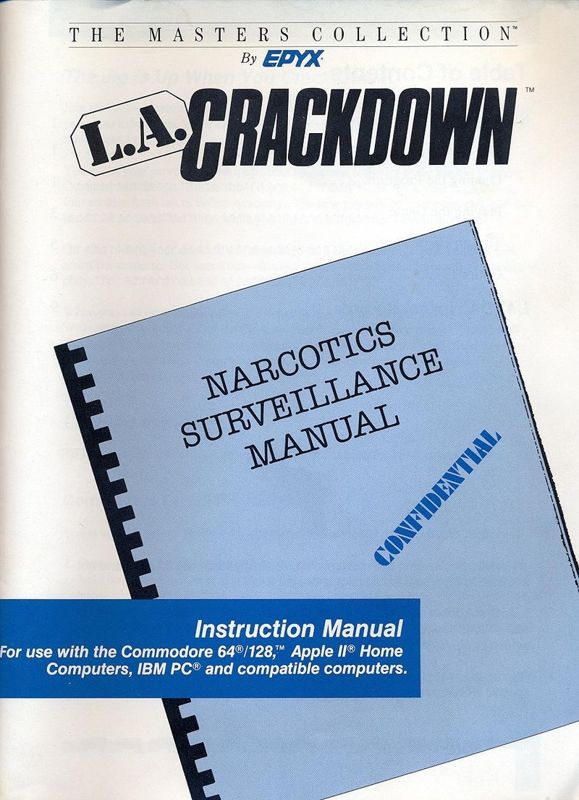 Manual for L.A. Crackdown (Commodore 64): Front