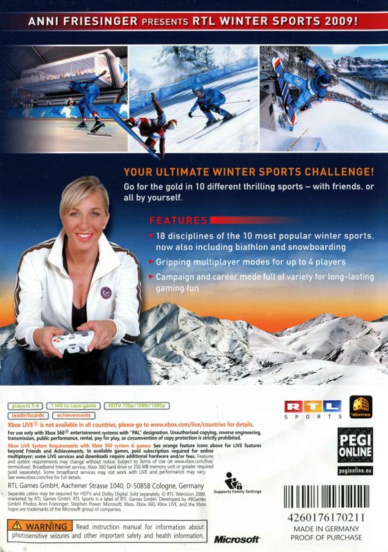 Back Cover for Winter Sports 2: The Next Challenge (Xbox 360)