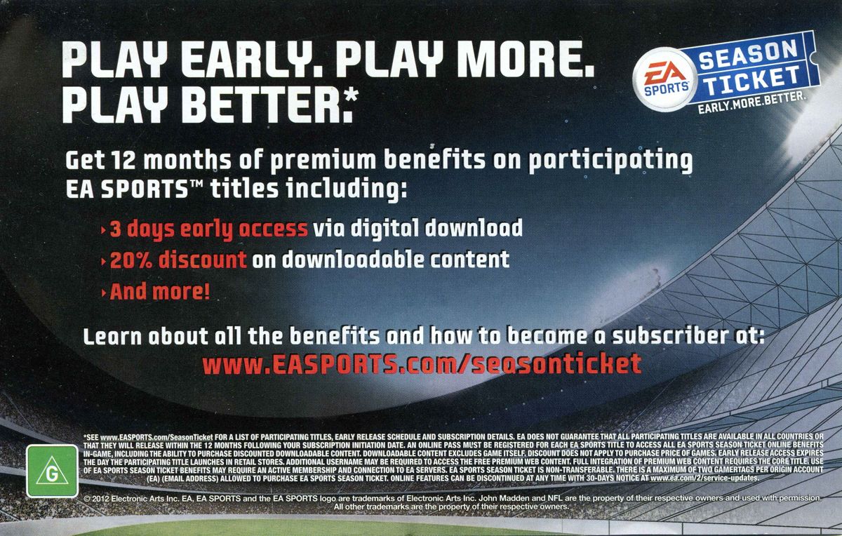 Advertisement for Madden NFL 13 (Xbox 360): Front