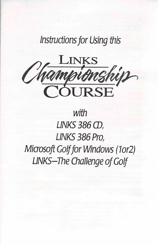 Extras for Links: Championship Course - Troon North (DOS) (CD Edition): Install Instructions - Front