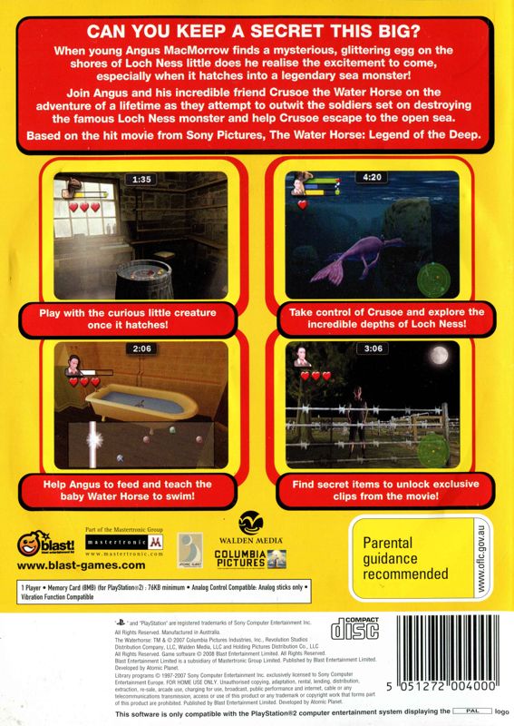 The Water Horse Legend of the Deep cover or packaging material MobyGames