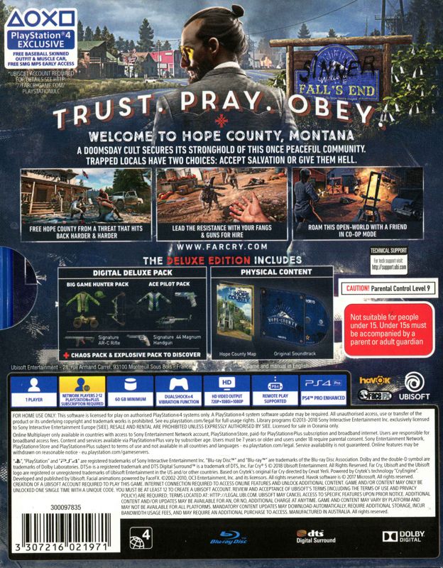 Back Cover for Far Cry 5 (Deluxe Edition) (PlayStation 4)