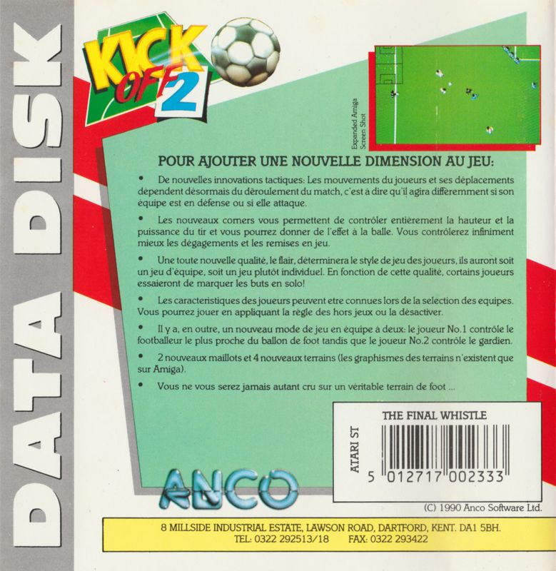 Back Cover for Kick Off 2: The Final Whistle (Atari ST)