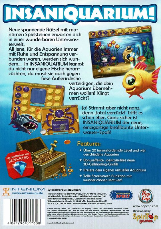 Back Cover for Insaniquarium! Deluxe (Windows)