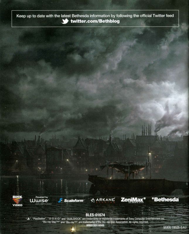 Manual for Dishonored (PlayStation 3): Back