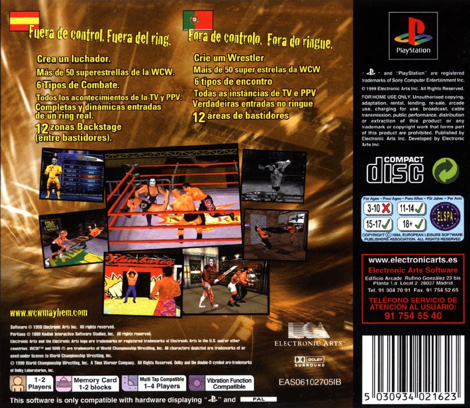Back Cover for WCW Mayhem (PlayStation)