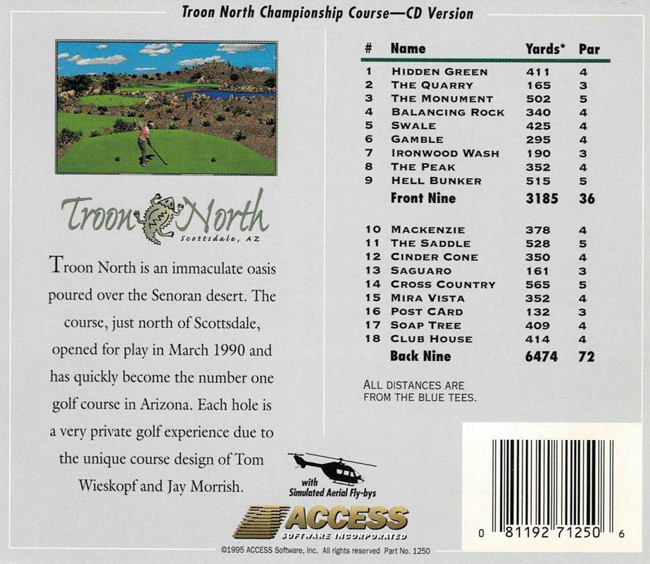 Other for Links: Championship Course - Troon North (DOS) (CD Edition): Jewel Case - Back