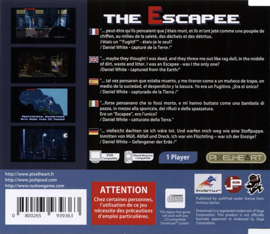 Back Cover for onEscapee (Dreamcast) (PAL version)