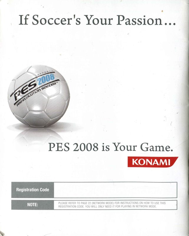 Manual for PES 2008: Pro Evolution Soccer (PlayStation 3): Back