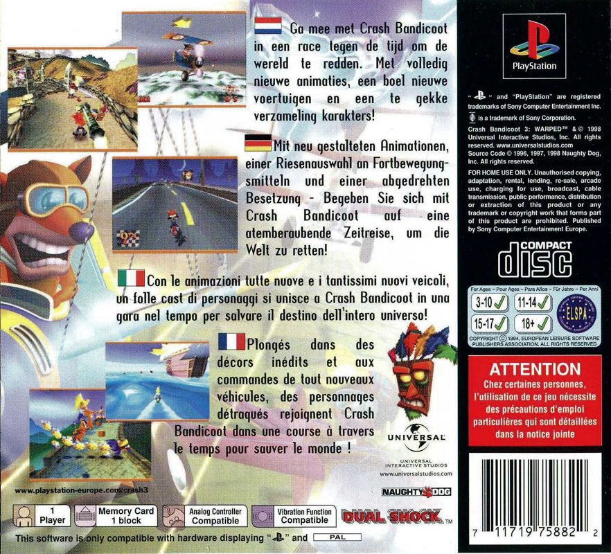 Crash Bandicoot Warped cover or packaging material MobyGames