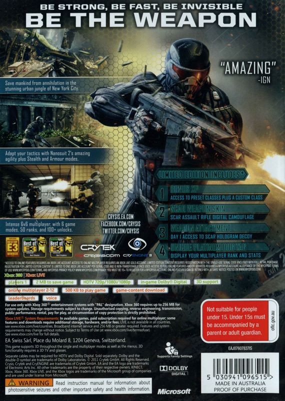 Crysis 2 (Limited Edition) cover or packaging material - MobyGames