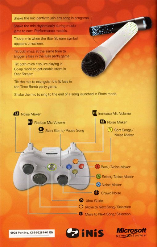 Manual for Lips (Xbox 360): Back
