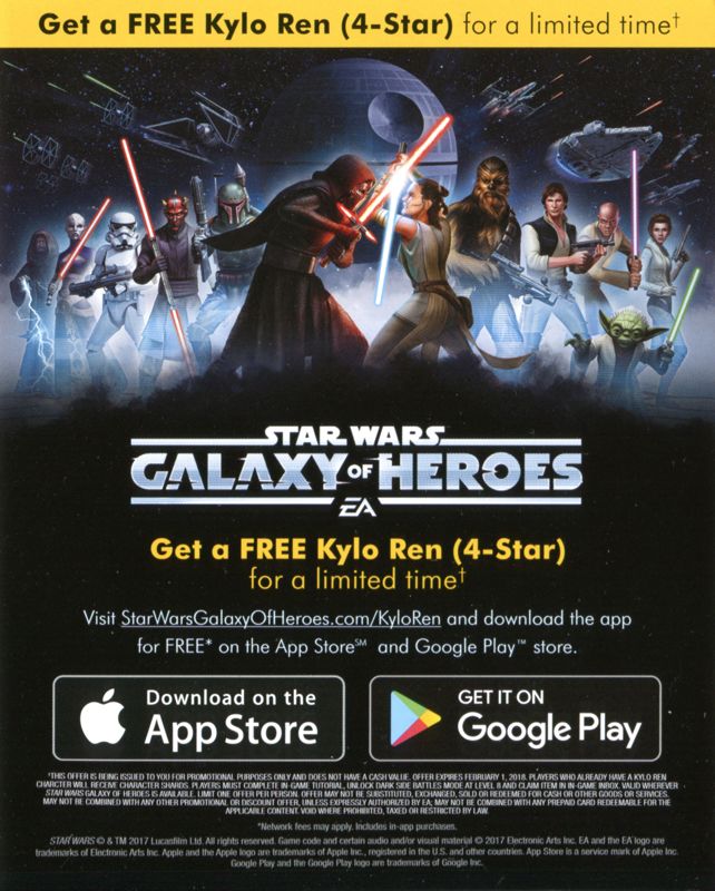 Other for Star Wars: Battlefront II (PlayStation 4): <i>Star Wars: Galaxy of Heroes</i> DLC Voucher - Front