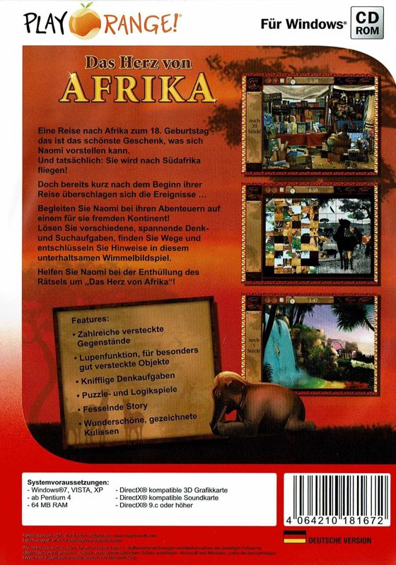 Back Cover for Das Herz von Afrika (Windows) (Play Orange release)