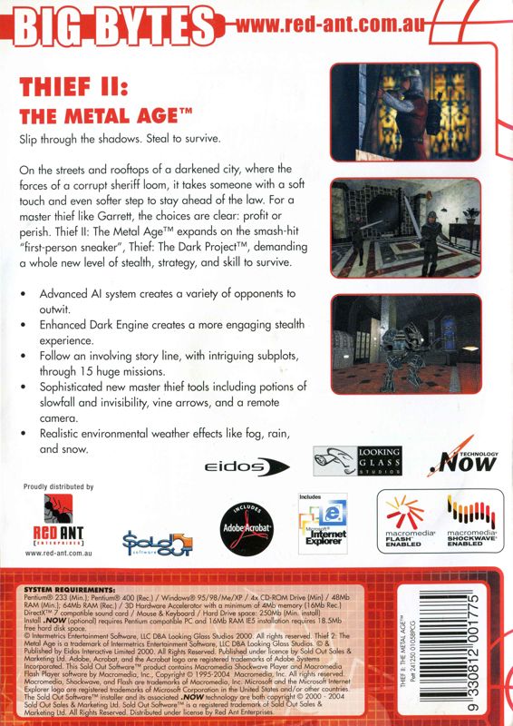 Back Cover for Thief II: The Metal Age (Windows) (Big Bytes release)