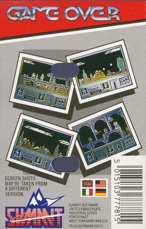 Back Cover for Game Over (Commodore 64) (Summit Software Release)