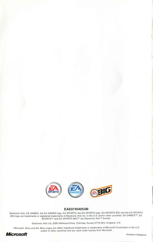 Manual for NHL 2004 (Xbox): Back