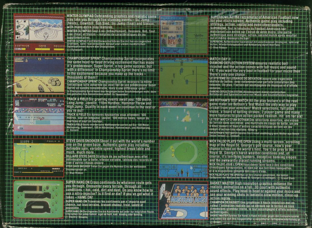 Back Cover for Game Set and Match 2 (Commodore 64)