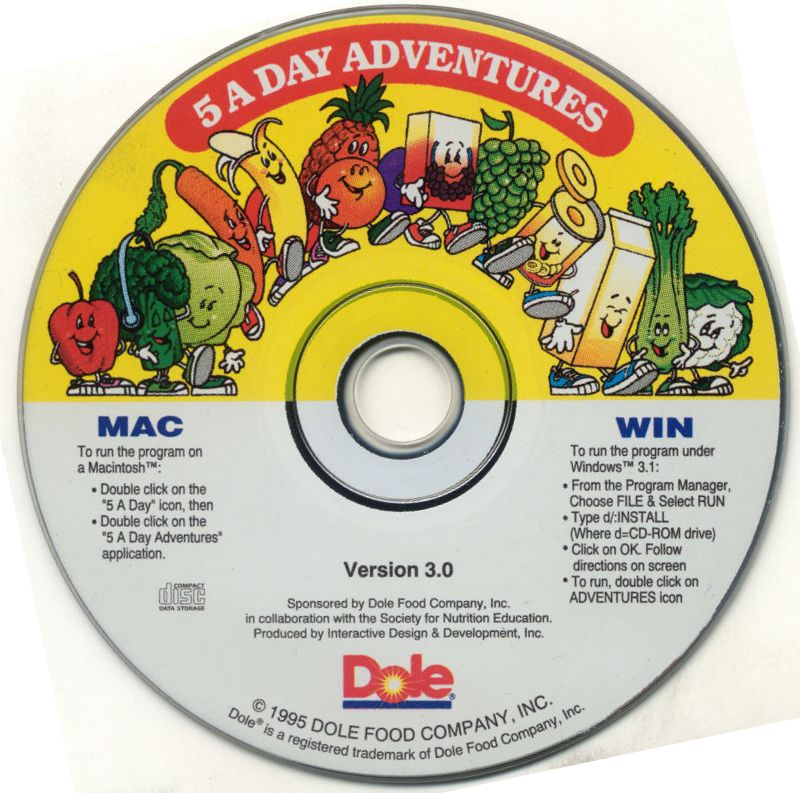 Front Cover for Dole: 5 A Day Adventures (Macintosh and Windows 3.x)