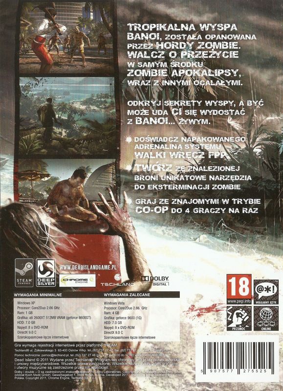 Back Cover for Dead Island (Windows)