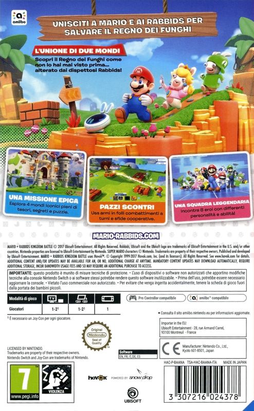 Back Cover for Mario + Rabbids: Kingdom Battle (Nintendo Switch)