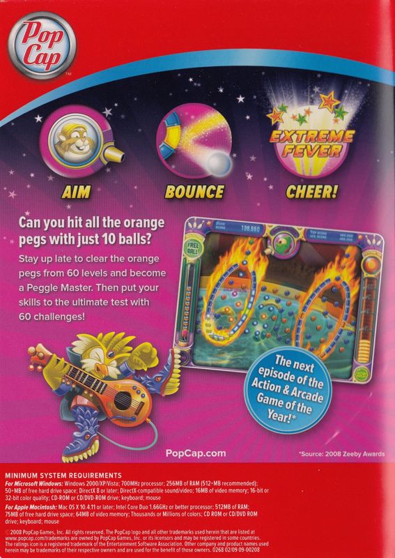 Back Cover for Peggle: Nights (Macintosh and Windows)