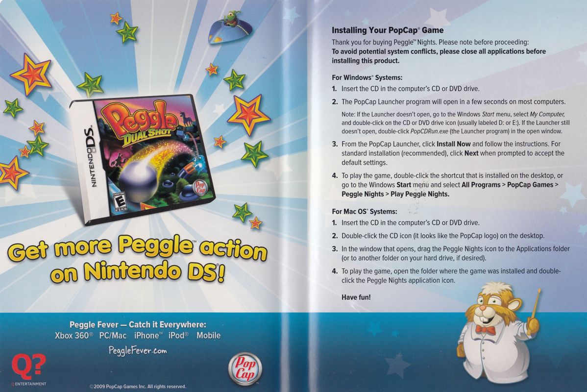 Inside Cover for Peggle: Nights (Macintosh and Windows): Full