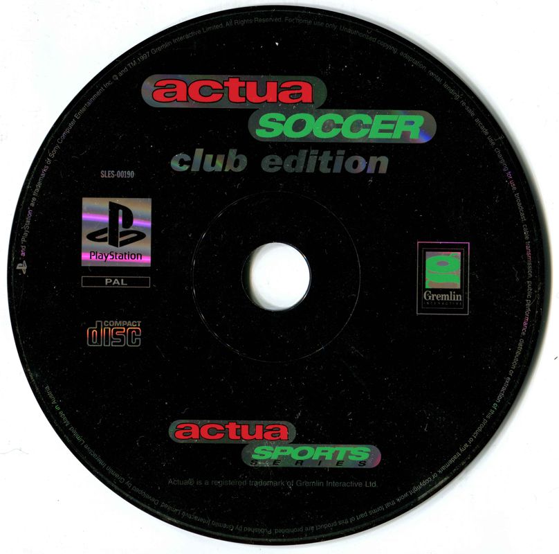 Media for Actua Soccer: Club Edition (PlayStation)