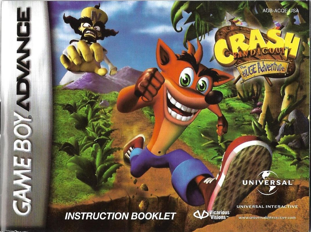 Crash Bandicoot: The Huge Adventure [AGB-ACQE USA] Box Scan : Vicarious  Visions : Free Download, Borrow, and Streaming : Internet Archive
