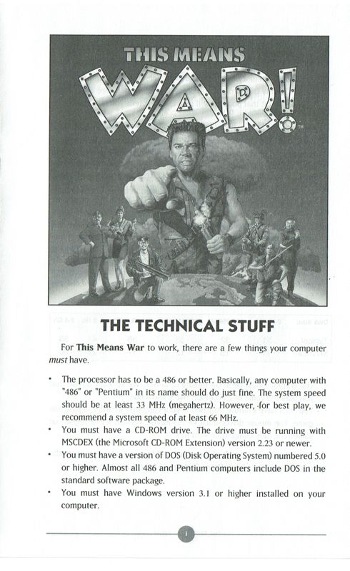 Extras for This Means War! (Windows 3.x): Tech. Support - Front