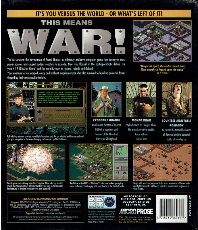 Back Cover for This Means War! (Windows 3.x)