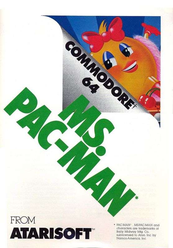Manual for Ms. Pac-Man (Commodore 64) (Atarisoft release): Front
