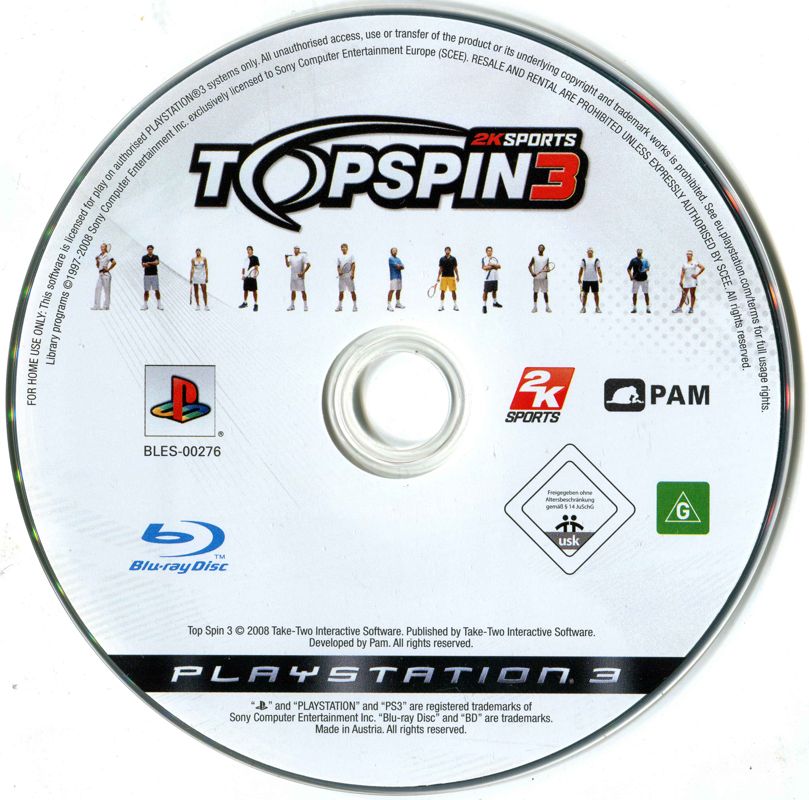 Media for Top Spin 3 (PlayStation 3)