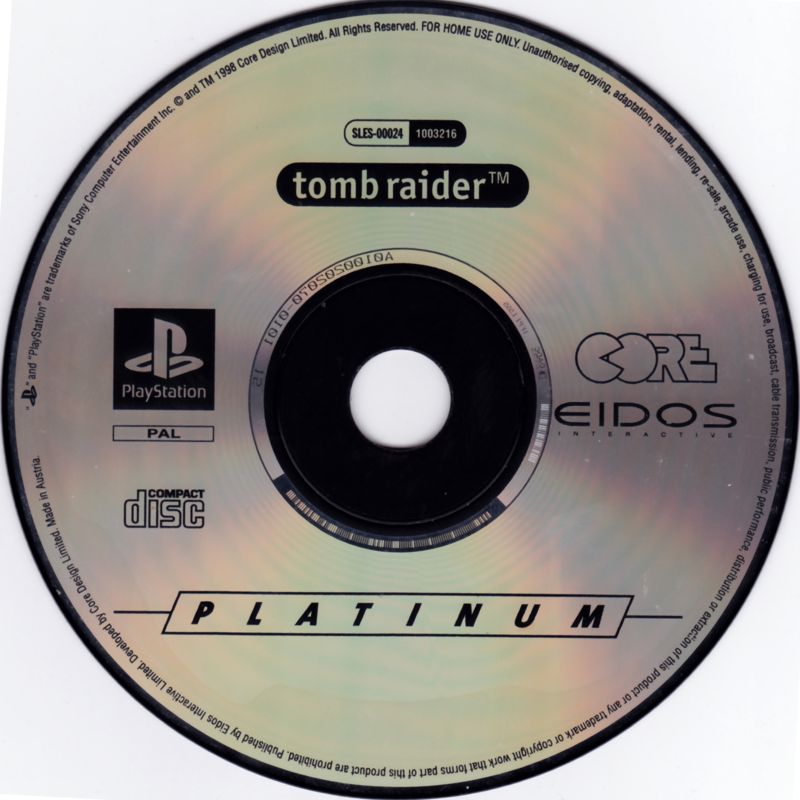 Media for Tomb Raider (PlayStation) (Platinum release)